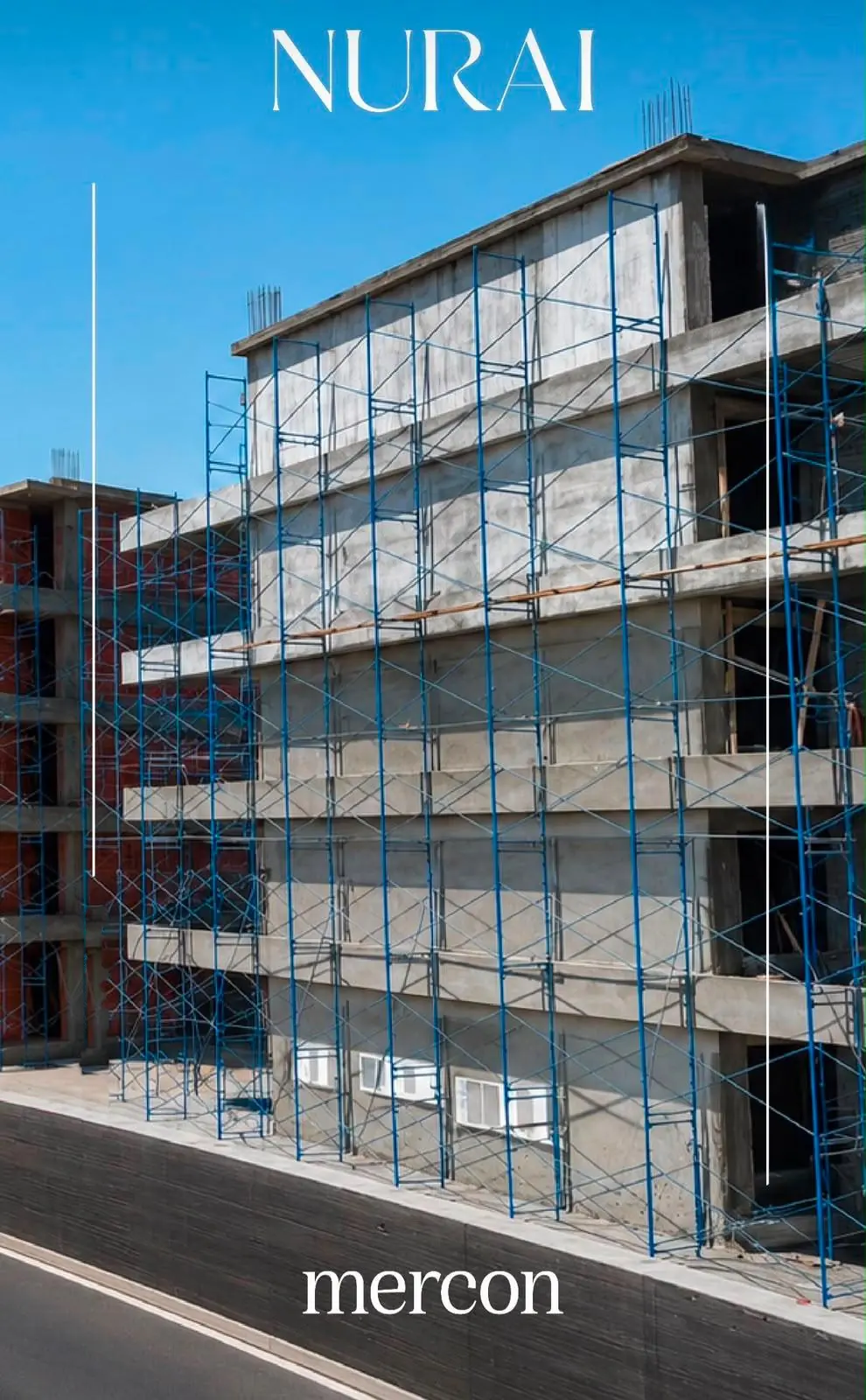 U.Nurai residential building under construction with scaffolding on its façade